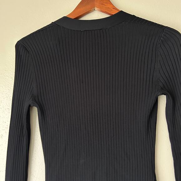 Jason Wu Black Long Sleeve V-Neck Button Front Ribbed Cardigan Size XS - Picture 9 of 13